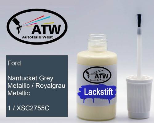 Ford, Nantucket Grey Metallic / Royalgrau Metallic, 1 / XSC2755C: 20ml Lackstift, von ATW Autoteile West.